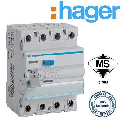 HAGER *HAGER 63A 4 POLE 300mA ELCB RCCB - CF463B