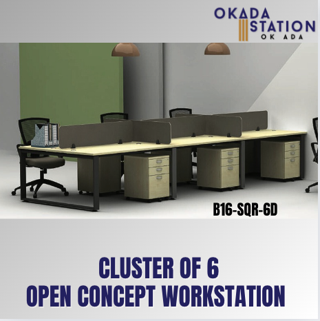 VS WORKSTATION / B16-SQR-6D / 1500MM TABLE SIZE / CLUSTER OF 6 / WORKSTATION / OPEN CONCEPT / OFFICE TABLE