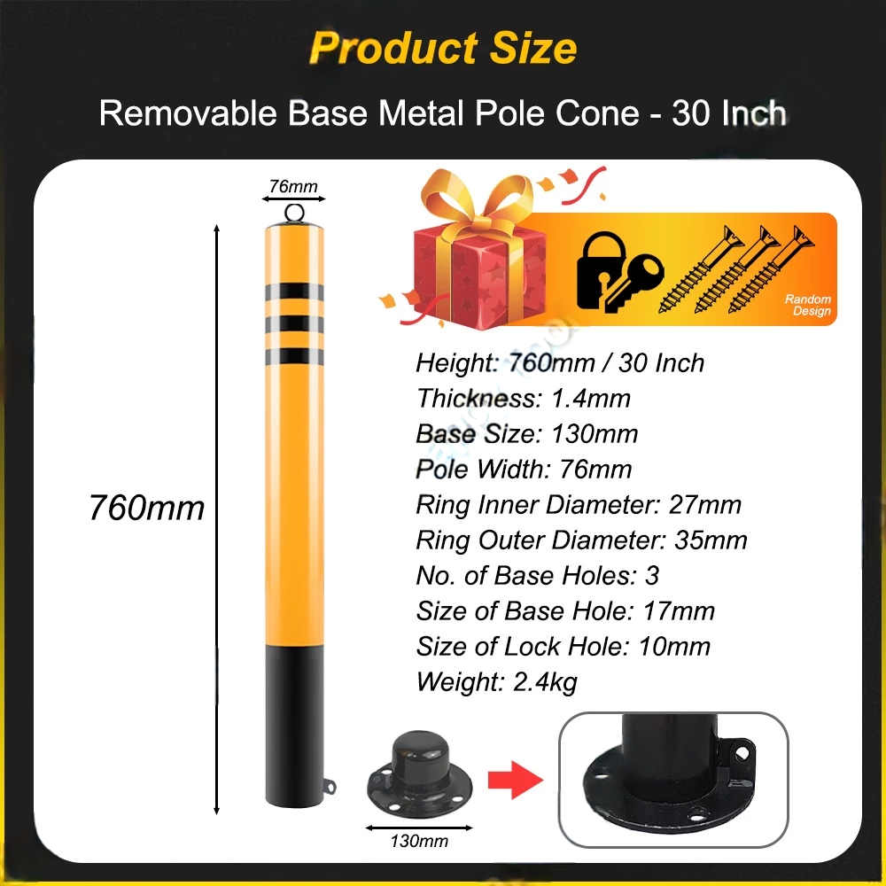OEM Metal Safety Bollard Pole Cone Ring Type
