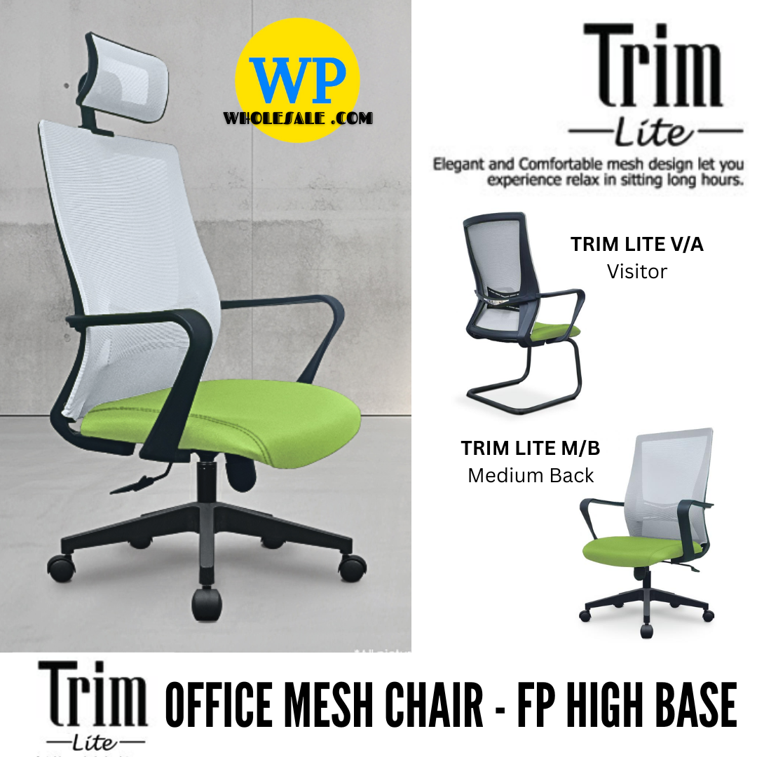 CLASSIC CHAIR TRIM LITE ERGONOMIC OFFICE CHAIR - ALL SIZE / MESH SERIES / OFFICE CONFERENCE CHAIR / OFFICE SWIVEL CHAIR / EXECUTIVE CHAIR / DIRECTOR CHAIR / OFFICE CHAIR / FP HIGH BASE / FABRIC / PU LEATHER / TRIM LITE