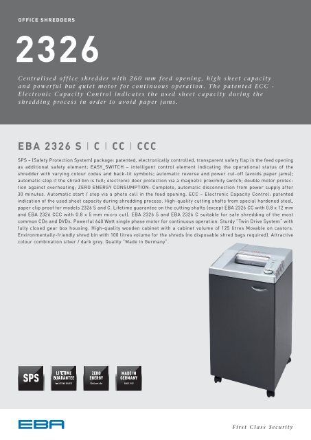 EBA 2326S Paper Shredder Machine
