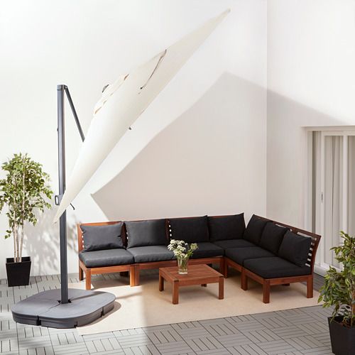 IKEA S *IKEA SEGLARÖ / SVARTÖ Parasol with base 330x240 cm
