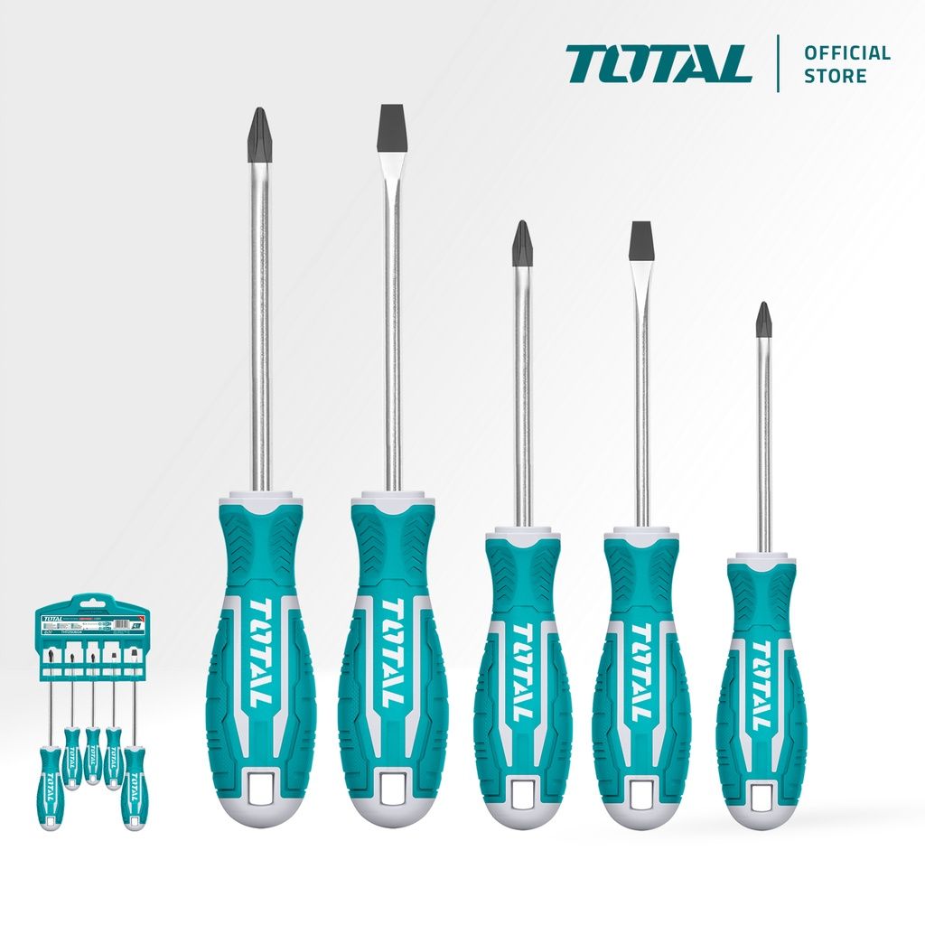 TOTAL SCREWDRIVER SET PH0/PH1/PH2/SL5.5/SL6.5 & CR-V STEEL (5 PCS) THT2506052
