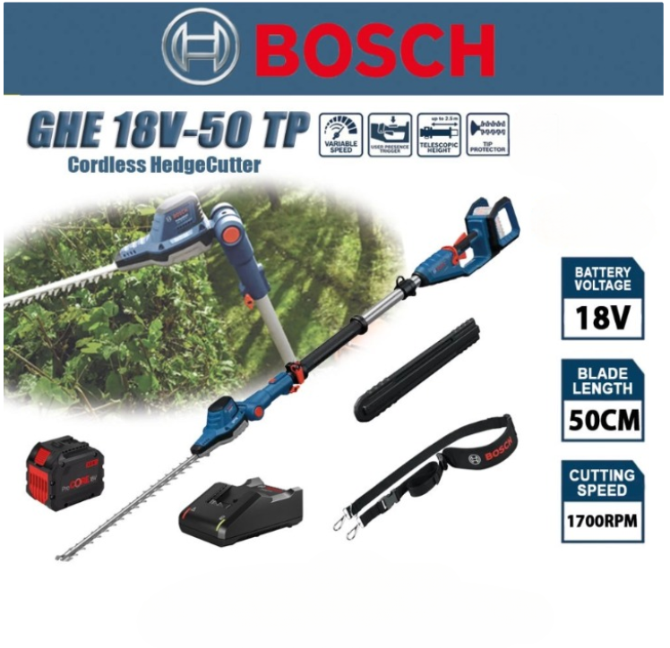 BOSCH GHE 18V-50 TP CORDLESS HEDGE CUTTER TRIMMER GARDEN CUTTER (SOLO & PACKAGE)