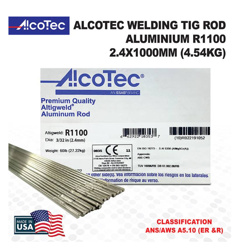 RIGHTWELL ALCOTEC R1100 ALUMINUM TIG WELDING ROD 2.4MM (4.54KG)