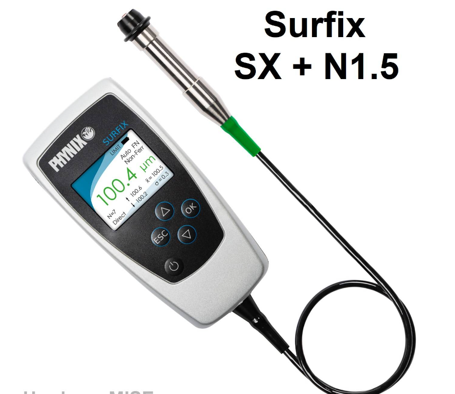 PHYNIX COATING THICKNESS GAUGE SURFIX SX + N1.5 EXTERNAL PROBE NON FERROUS MADE IN GERMANY