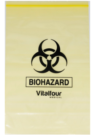 VITALFOUR BIOHAZARD ZIPPER BAG (100'S/PACK)