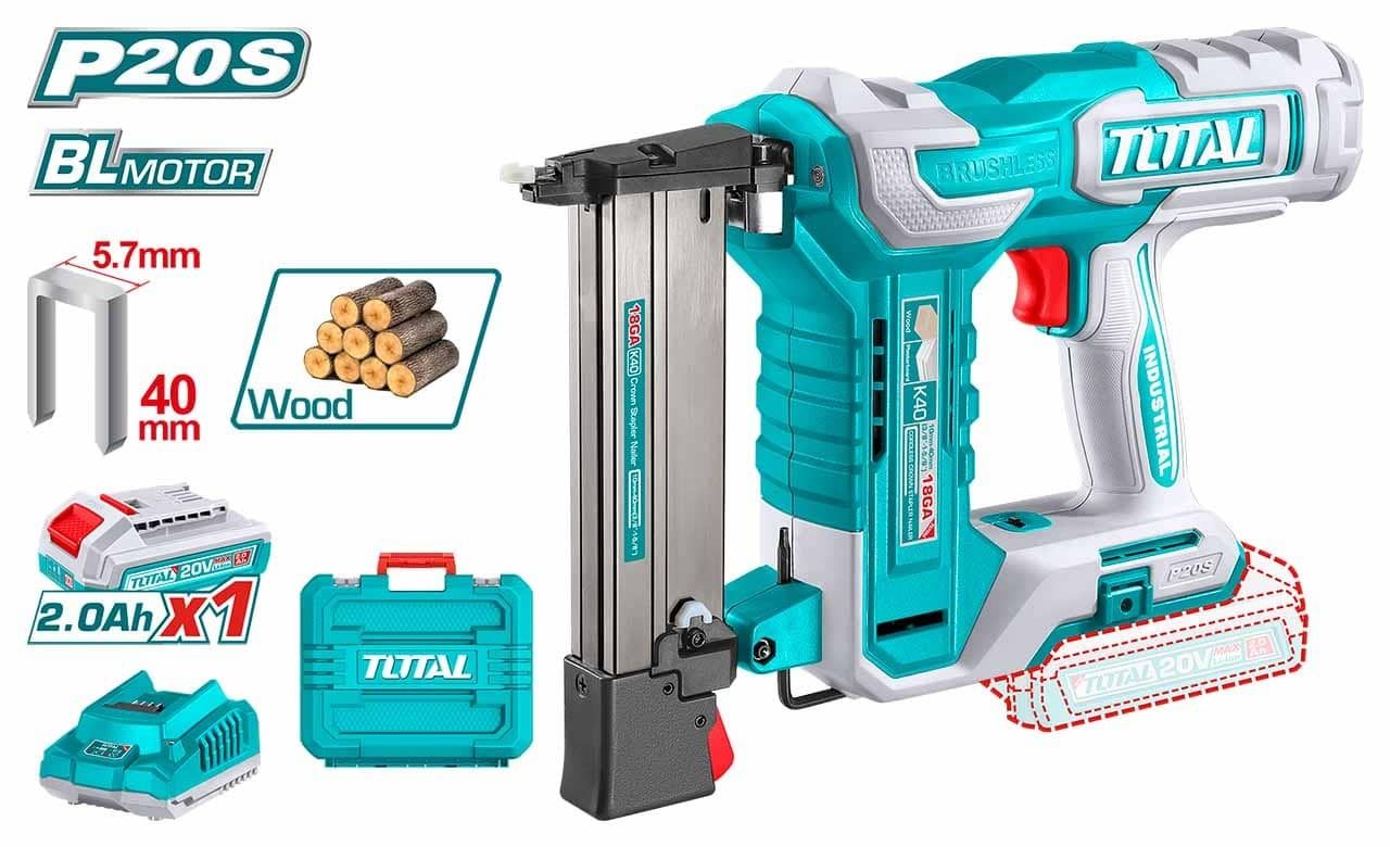 TOTAL TCSNLI6008 Li-ion Crown Stapler Nailer