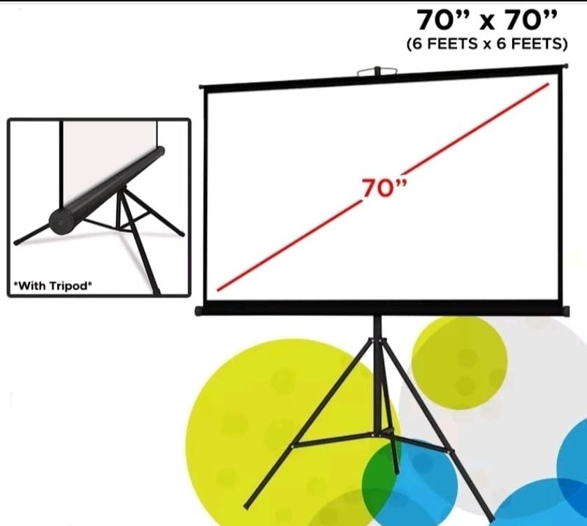 Screen Projector Screen 6ft x 6ft With Tripod