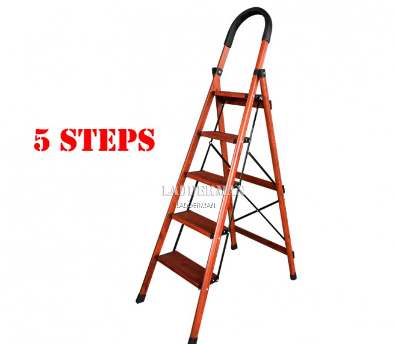 5 STEP WOOD GRAIN ALUMINIUM STEP LADDER