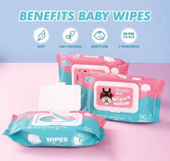 RUNBIER BABY WET WIPES 80 PCS NON ALKOHOL FREE DELIVERY