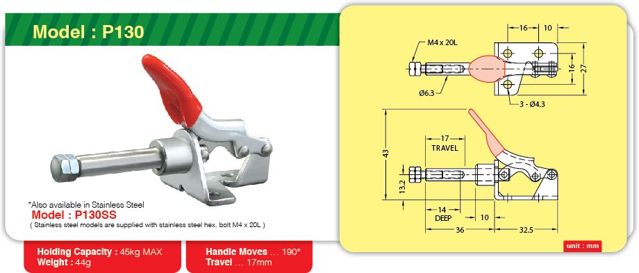JS Push and Pull Type Toggle Clamp P130 Series