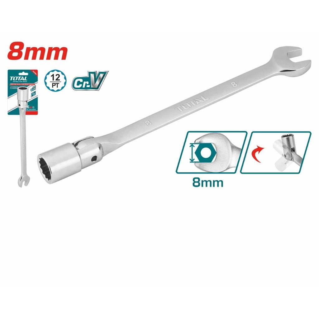 TOTAL OPEN END SWIVEL HEAD SOCKET SPANNER (8-17MM/12 PTS) TOESH081/TOESH101/TOESH111/TOESH121/TOESH131/TOESH141/TOESH171