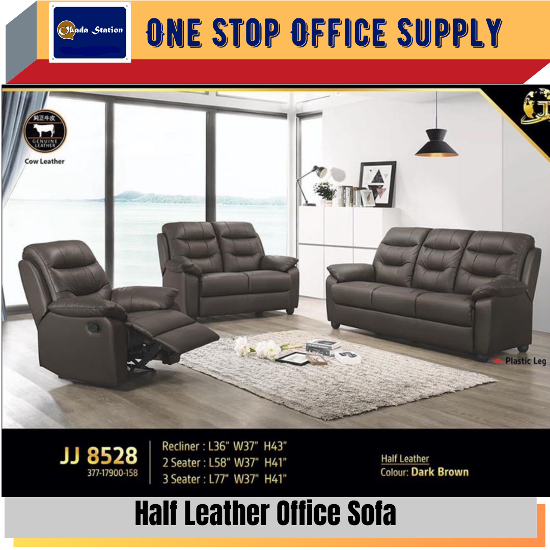 OK OFFICE SOFA SET / HALF LEATHER / JJ 8528 / SOFA OFFICE / 1 SEATER RECLINER / 2 SEATER / 3 SEATER / COFFEE TABLE / SIDE TABLE / MEJA KOPI /