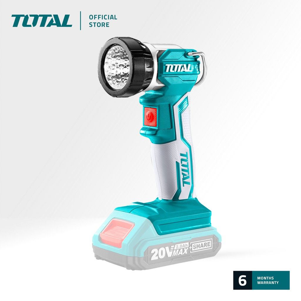TOTAL TWLI2001 LI-ION WORK LAMP (THE HEAD CAN BE ROTATED FROM 0 TO 90 DEGREE ANGLE WITH A HOOK AT THE BACK.)