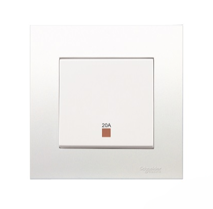 SCHNEIDER VIVACE KB31D20NE_WE_G11 20A 250V 1GANG DOUBLE POLE SWITCH WITH NEON AND EARTH (FLUSH)