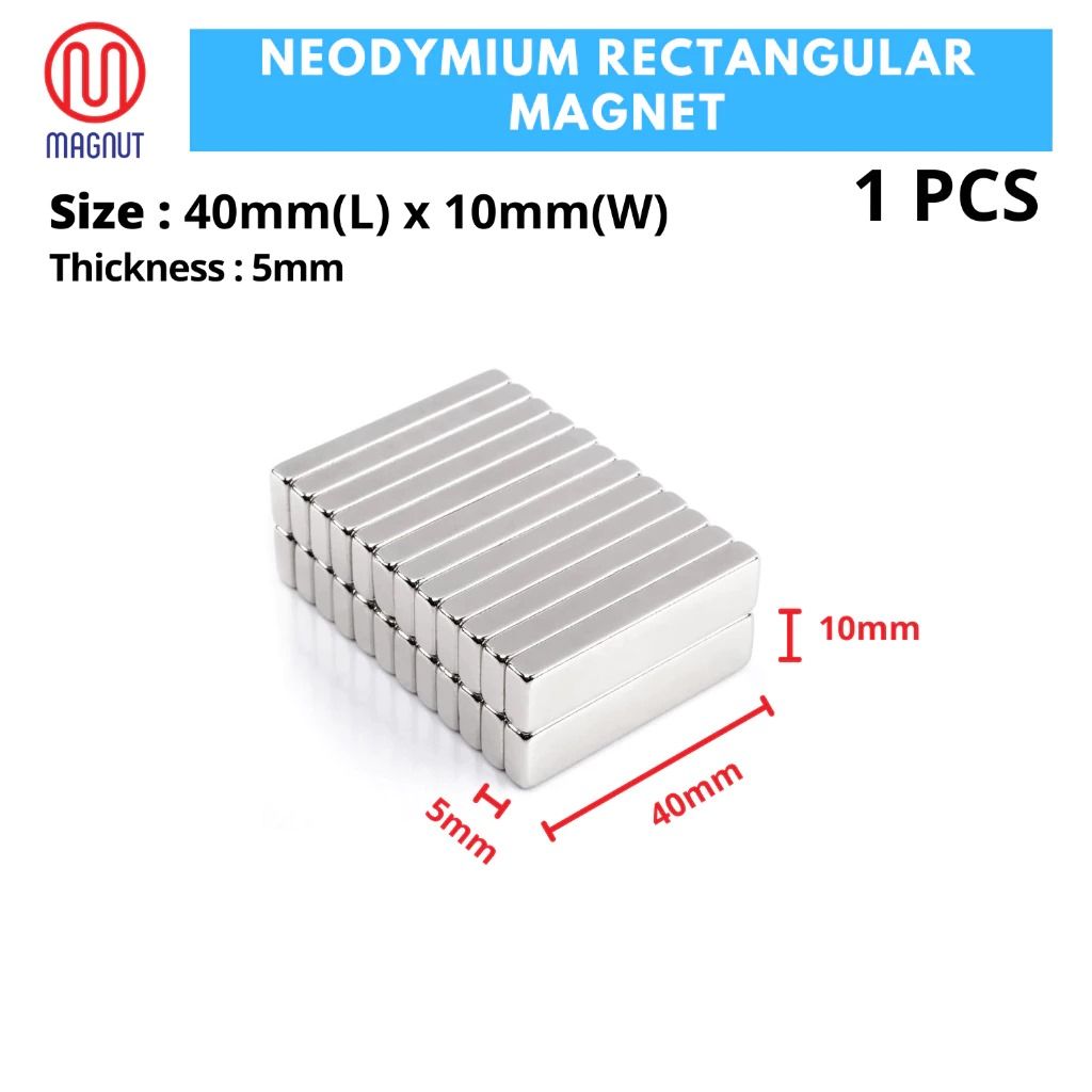 Neodymium Rectangular Magnet 40mm x 10mm x 5mm Rare Earth Neodymium Rectangular Magnet