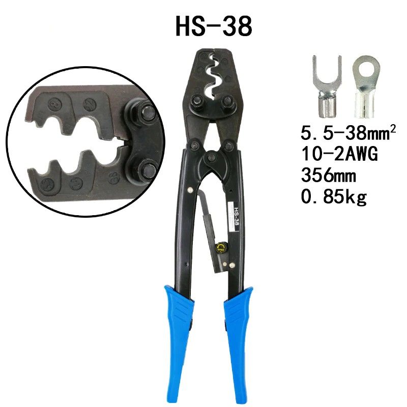 QS Heavy Duty HS-38 5.5mm-38mm size Crimping Pliers Cable Lug Cable Link Crimper Tool Bare Terminal Wire Hand Tool
