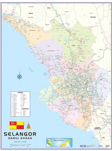 MAP OF SELANGOR 88.9cm x 120cm 90cmx 120cm