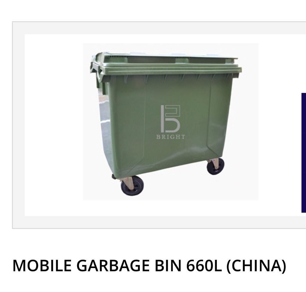 ok HEAVY DUTY DUSTBIN WITH 4 WHEELS -660L / Tong Sampah