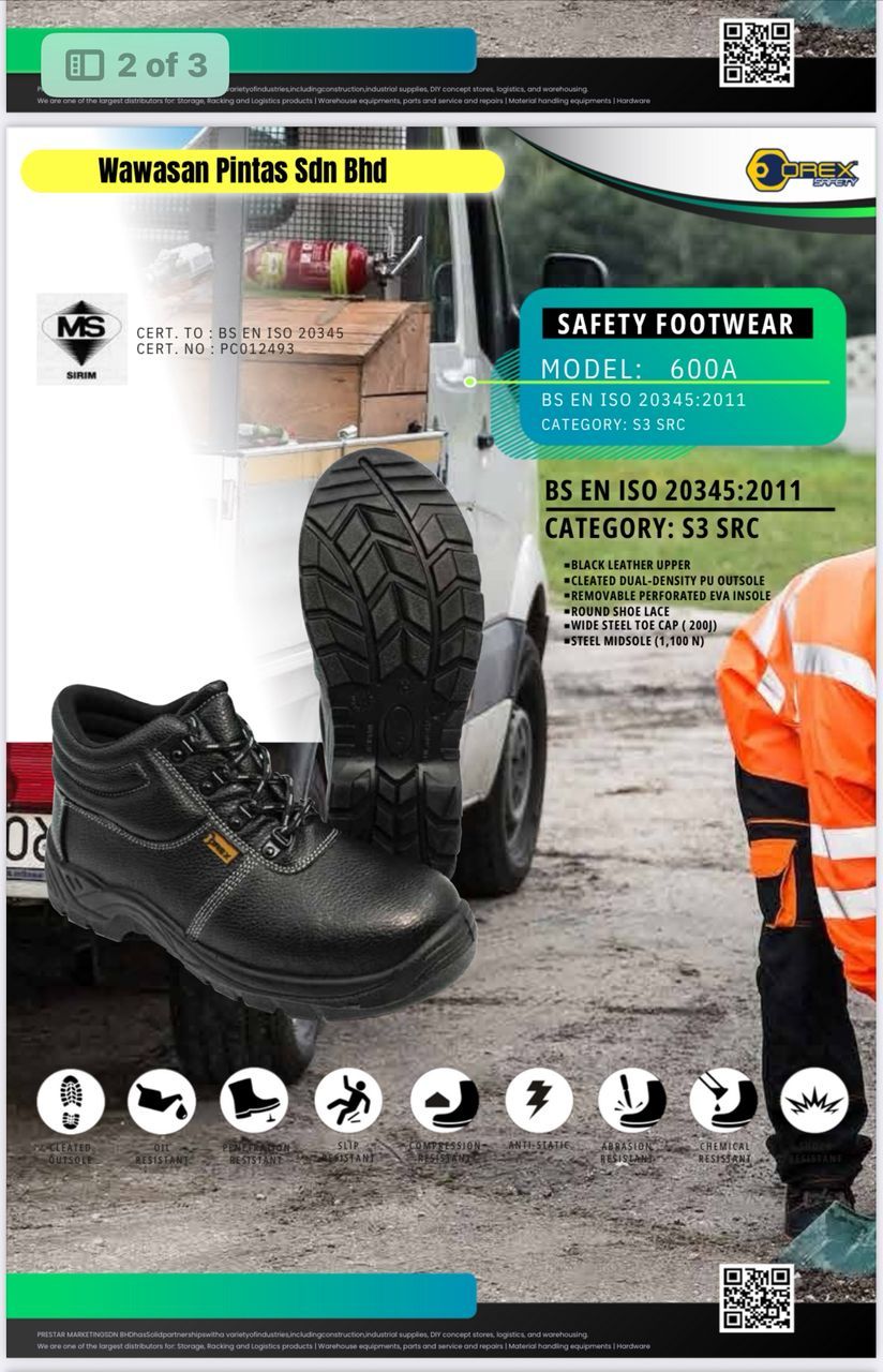 OREX SAFETY FOOWEAR MODEL 600A / MID CUT / SIRIM & DOSH APPROVED / SAFETY SHOE