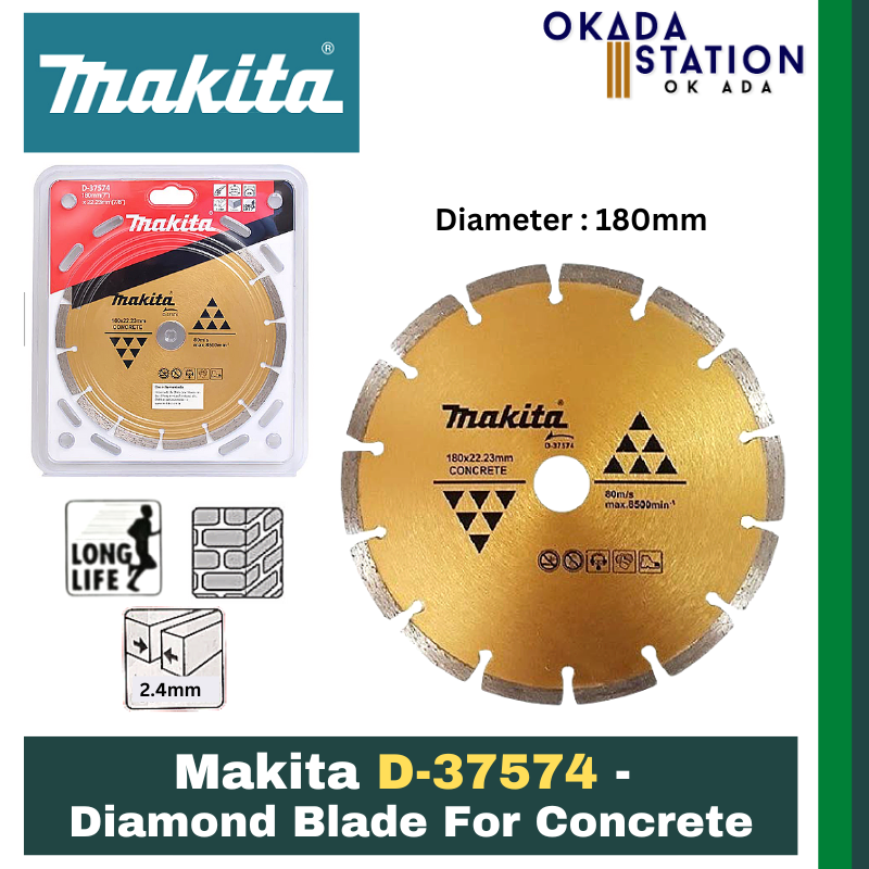 Makita D-37574 - Diamond Blade For Concrete / Diamond Blade / Diamond cutting Blade / Use For Concrete Cutting Saw / 180mm