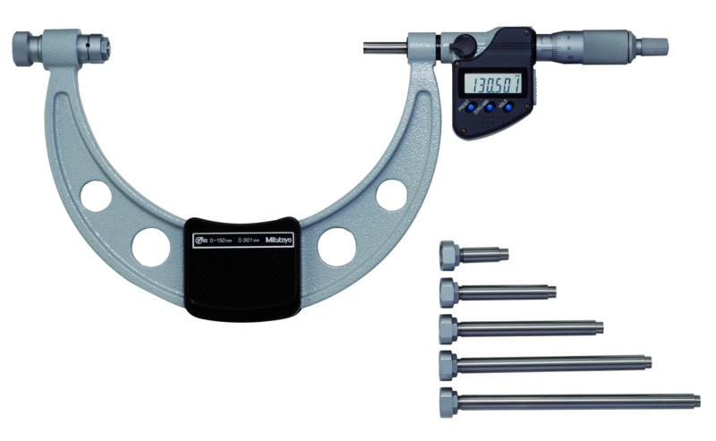 Mitutoyo 340-251-30 Series 340 Digimatic Outside Micrometer with Interchangeable Anvils 0-150mm