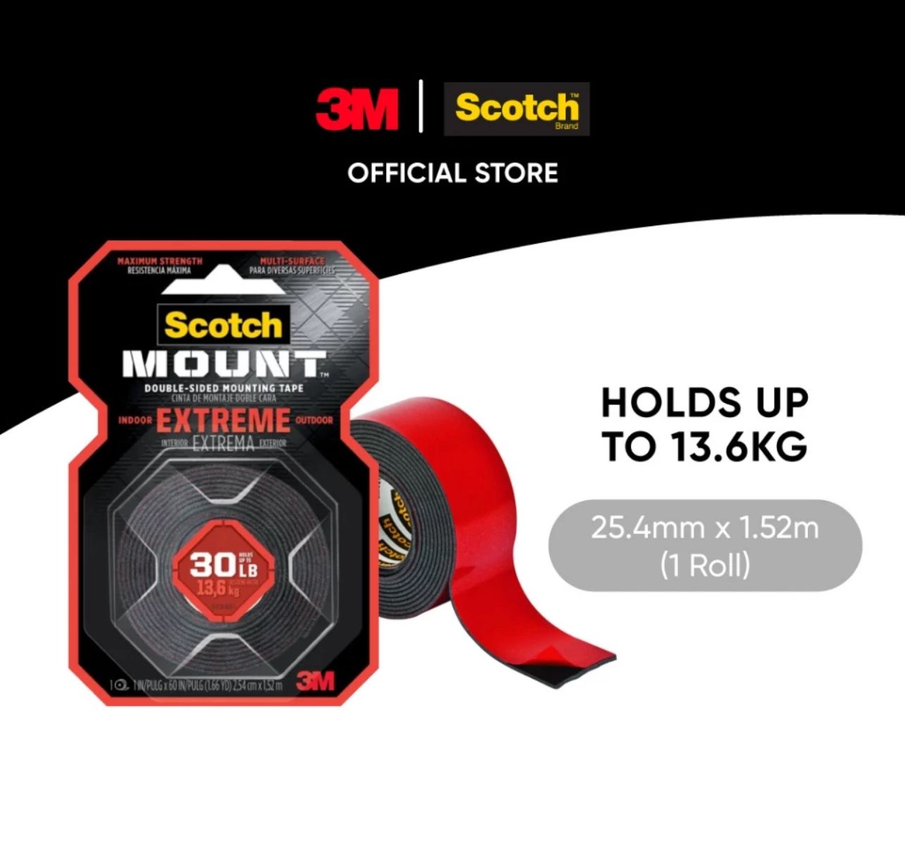 3M Scotch® Extreme Indoor and Outdoor Double Sided Mounting Tape