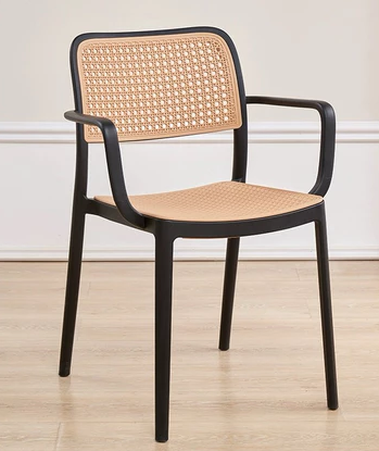 G HOME Nordic Rattan Chair PP Plastic Chair Backrest Chair Restaurant Dining Chair Minimalist Kerusi Cafe