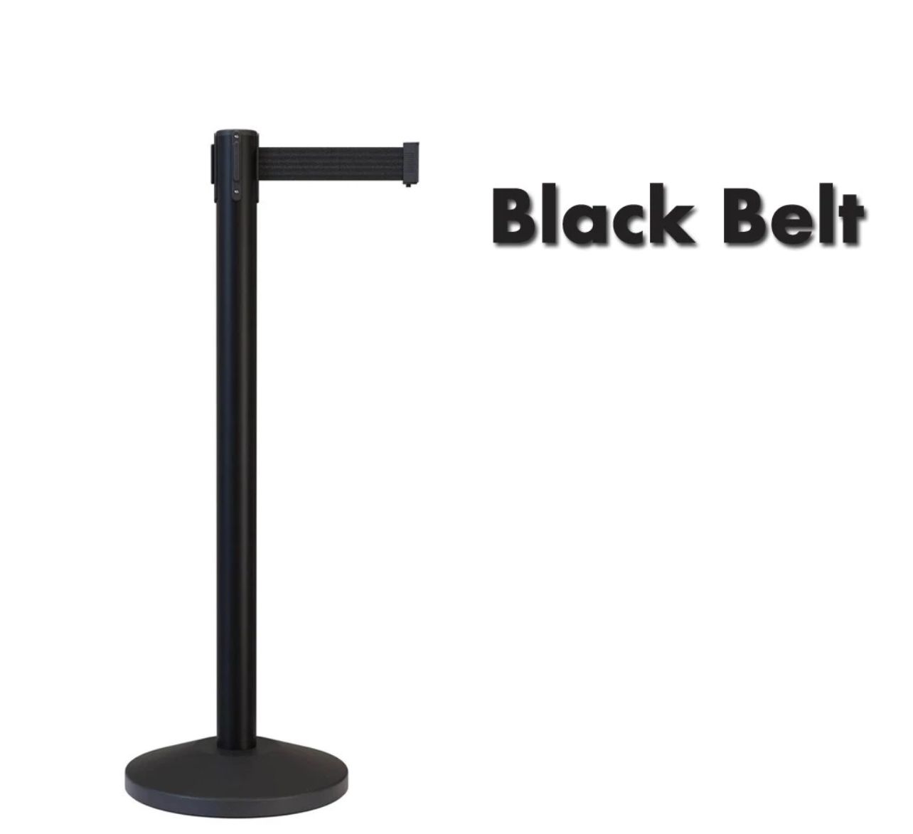 Queue Stand Black Powder Coating Queue Up Stand Retractable Belt Barrier Q-Up Pole