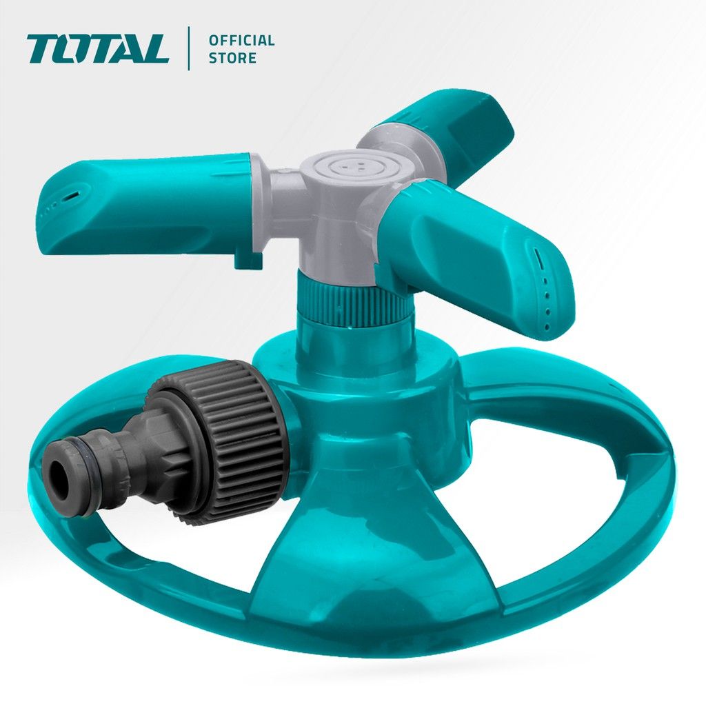 TOTAL THPS23602 PLASTIC 3 ARM ROTARY SPRINKLER (PORTABLE 360 DEGREE ROTATING GARDEN SPRINKLER SUITABLE WITH 3/4? GARDEN HOSE.)