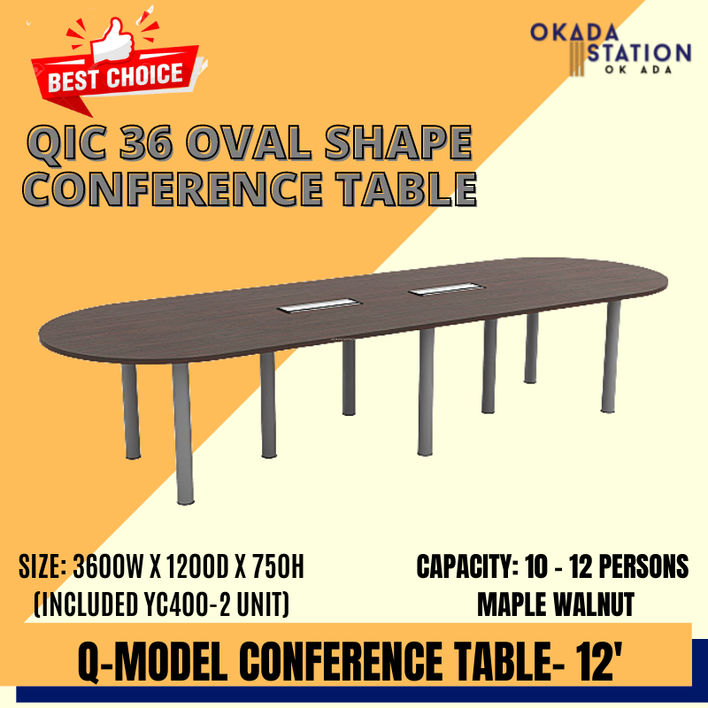 QIC 36 OVAL CONFERENCE TABLE -12 PERSONS / 3600MM X 1200MM / MEETING TABLE / CONFERENCE TABLE / OFFICE TABLE