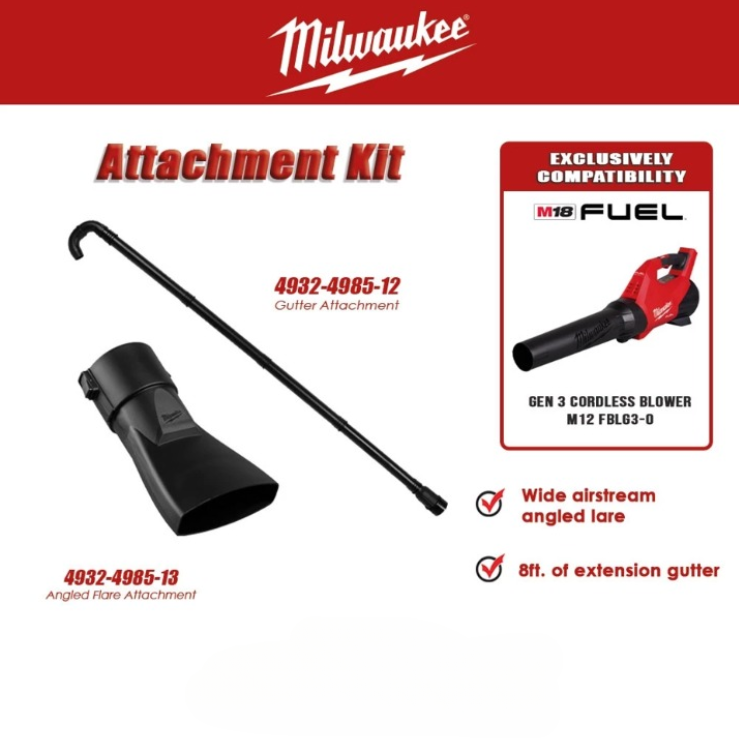 MILWAUKEE GUTTER ANGLED FLARE ATTACHMENT KIT FOR M18FBLG3 (4932-4985-12/4932-4985-13)