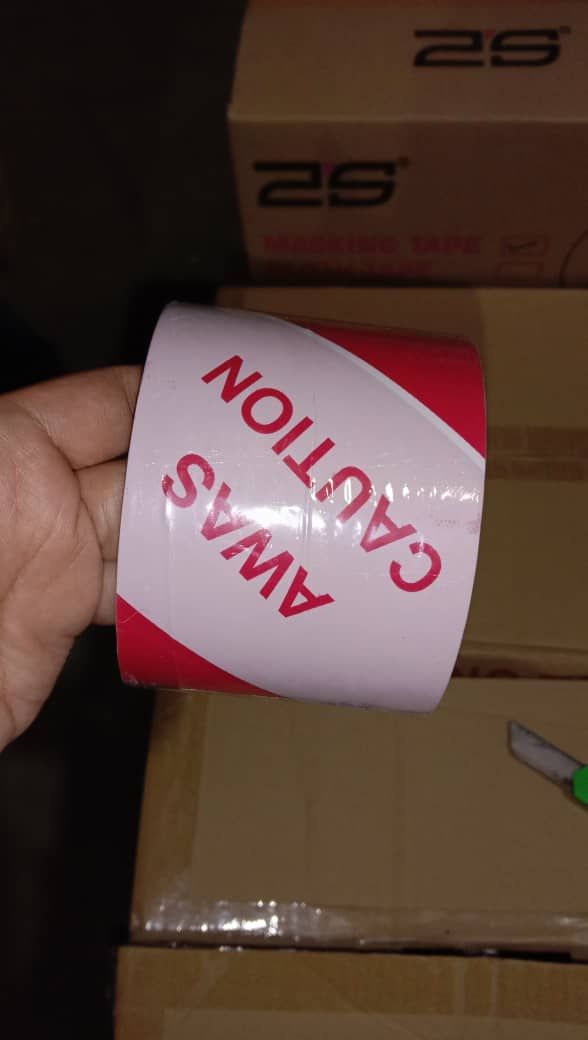 QP Awas Caution Tape 72mm x 50m Red White