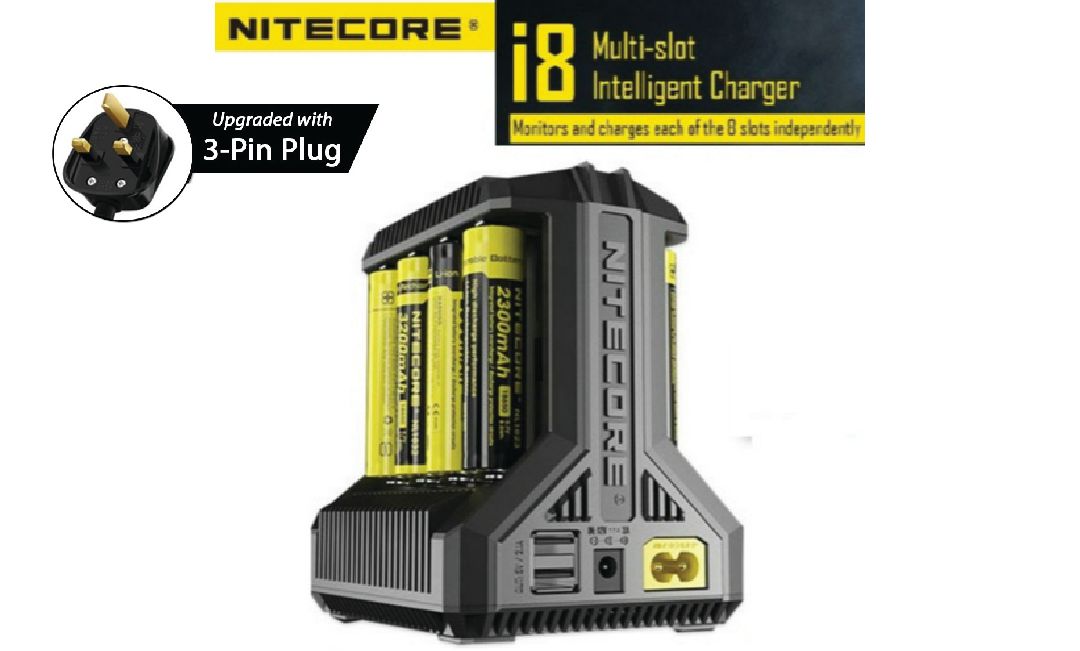 Nitecore i8 Battery Charger LCD Smart Intelligent Charging