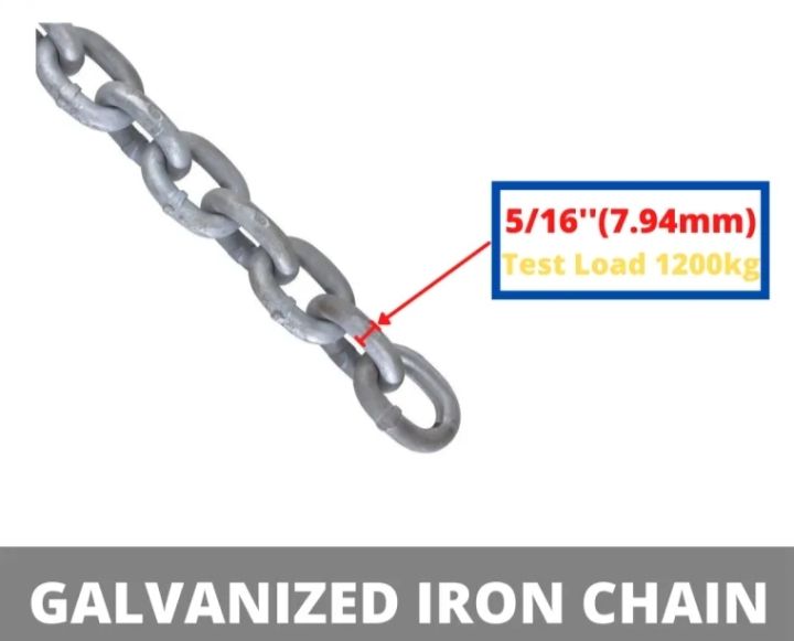 Ocha Galvanised Chain Size: 1/8" - 3/8" customize length size - Free Delivery Ocha 3MM (1/8″) GALVANISED CHAIN PER/METER FREE DELIVER CHARGE SEMENANJUNG