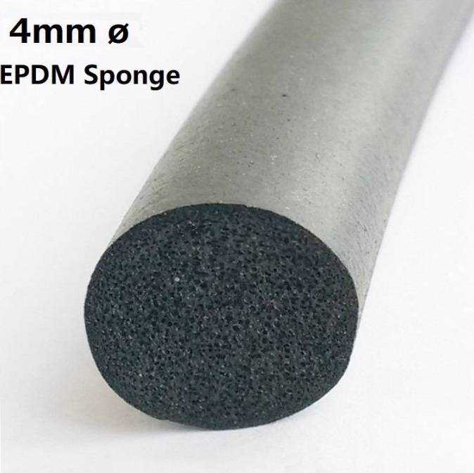 EPDM RUBBER SPONGE CORD CLOSED CELL ROUND FOAM STRIP 4MM DIAMETER BLACK