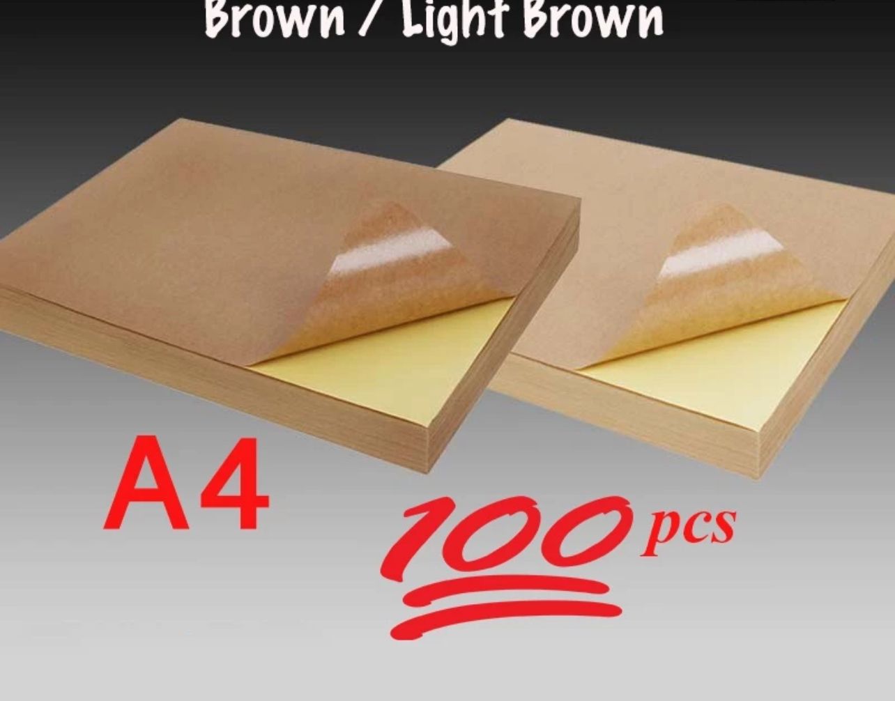 kraft A4 PRINTABLE BROWN KRAFT STICKER 100 SHEETS / A4 KERTAS PELEKAT COKLAT /BROWN LABEL STICKER A4 / INKJET & LASER