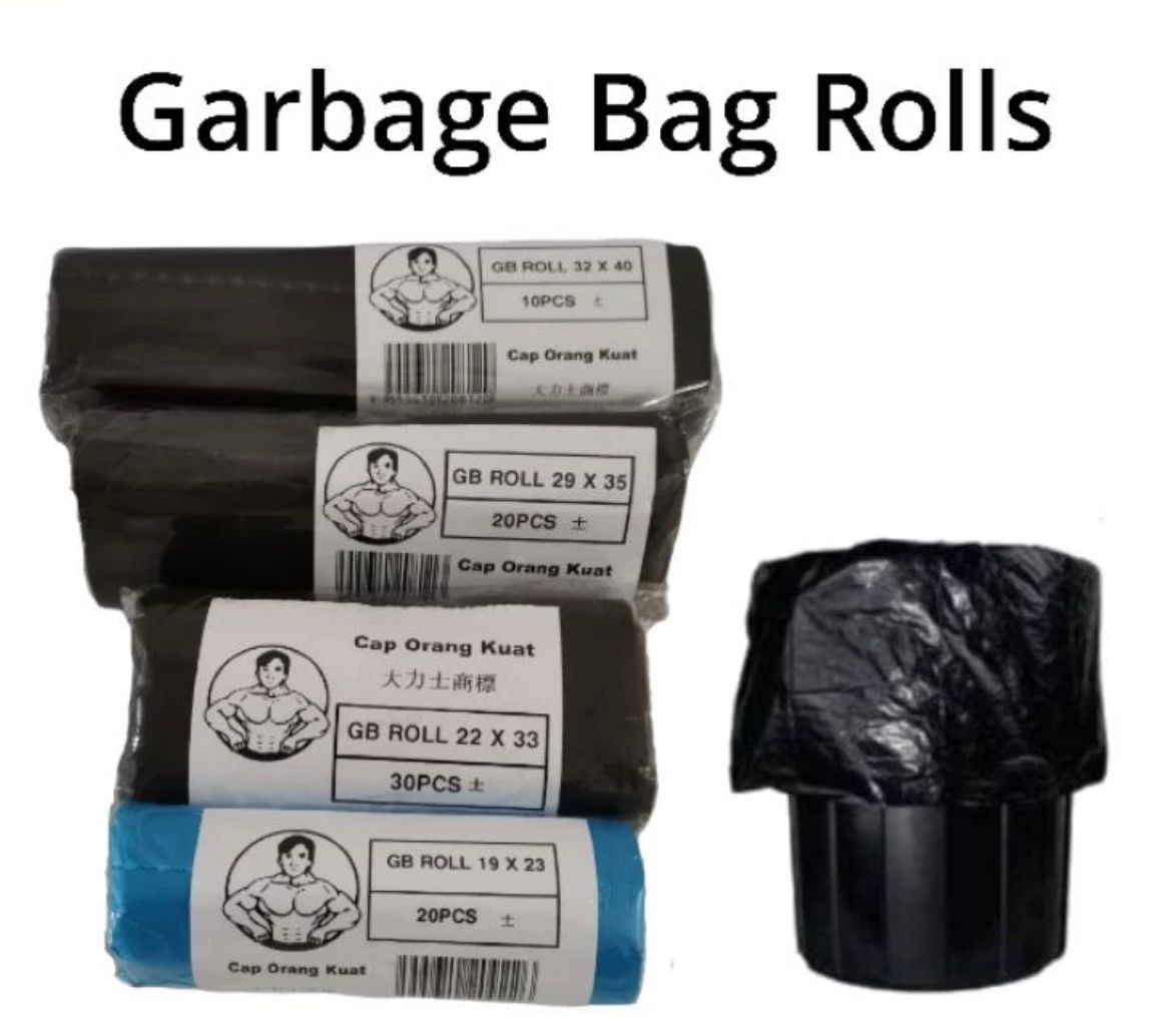 Orang kuat Plastik Sampah Garbage Bag Rolls HDPE Rubbish Plastic Bag Plastik Beg Sampah Gulung Hitam