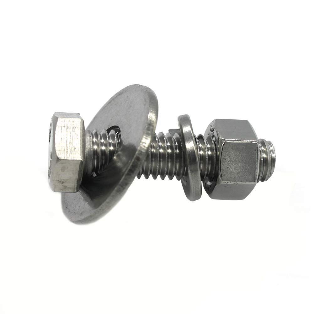 bolt & nuts full thread SS304 3/8" x 25mm C/W f/washer & S/washer