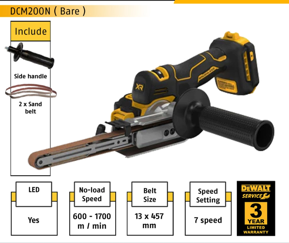 DEWALT DCM200N-KR 18/20V BRUSHLESS CORDLESS BELT SANDER DCM200N ( BARE UNIT )