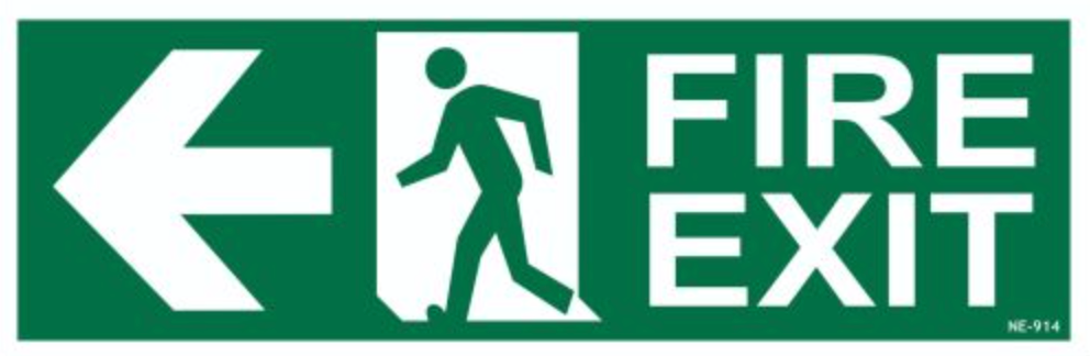 Photoluminescent FIRE EXIT SIGN (LEFT ARROW)