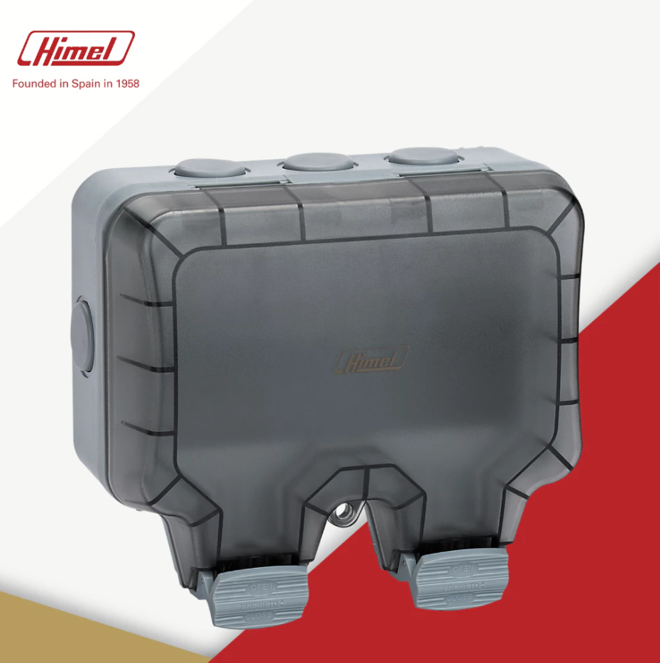 HIMEL IP66 WEATHERPROOF DOUBLE TWIN SOCKET COVER WITH LOCK MECHANISM (HHEWP2G66)