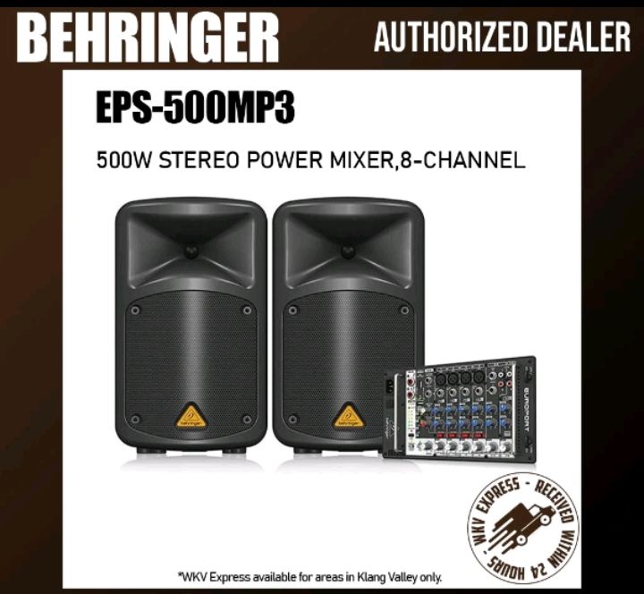 Behringer Europort EPS500MP3 500W 8-Channel Portable PA System‎ (EPS-500MP3)- Free delivery