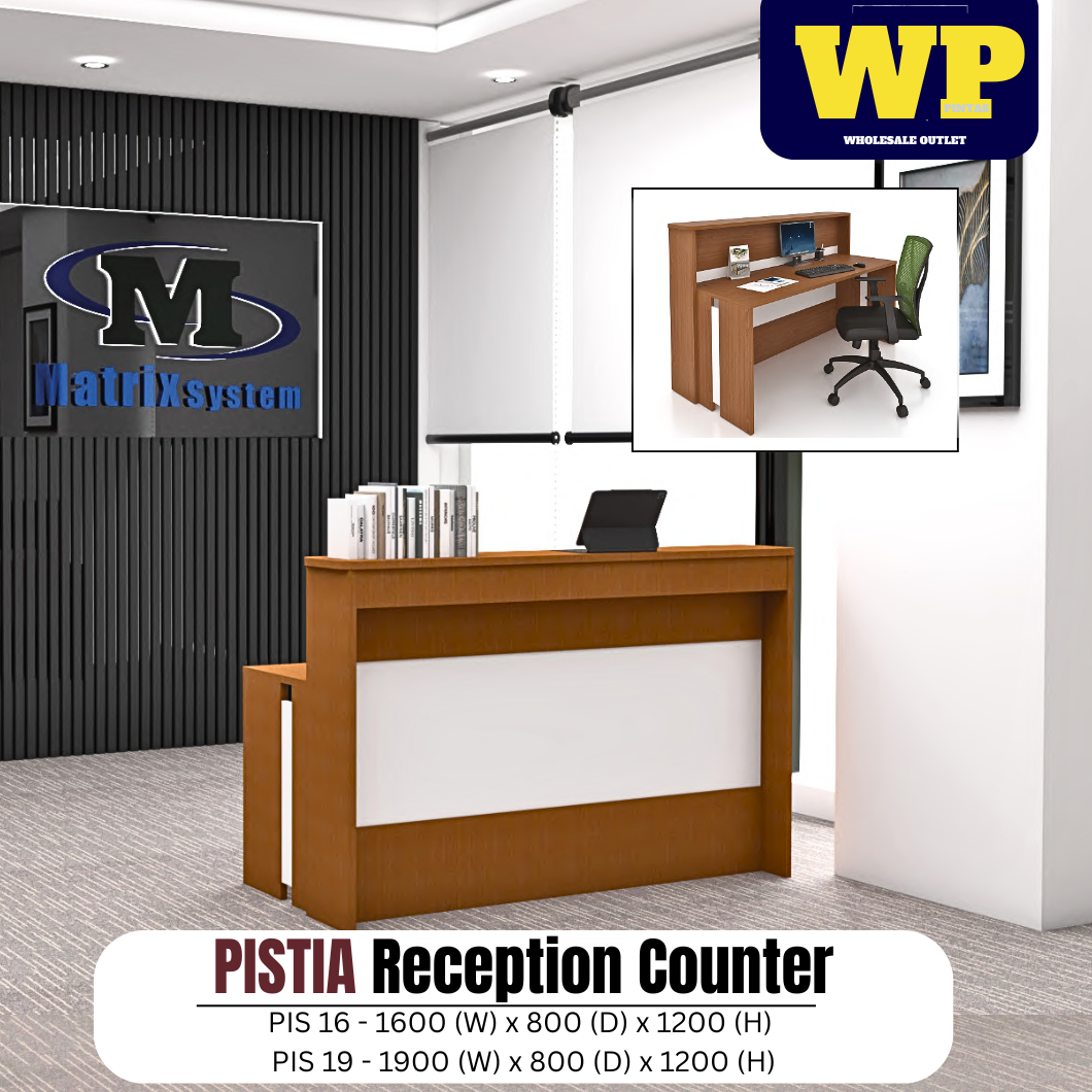 FOX(MATRIX SYSTEM) PISTIA RECEPTION COUNTER (1600/1800(W) x 800(D) x 1200(H)MM) / FOX / MATRIX SYSTEM / RECEPTION TABLE / CASHIER COUNTER / RECEPTIONIST TABLE / RECEPTION DESK / COUNTER TABLE / OFFICE COUNTER / MEJA PENYAMBUT TETAMU / MEJA KAUNTER / PIS 16 / PIS 18