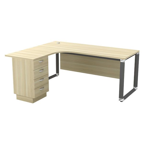 L Shape Executive Office Table With Fixed Pedestal Set 5'' x 5'' / SQWL-1515-4D / Office Table / L Shape Table / Executive Office Table / Fixed Pedestal / Set