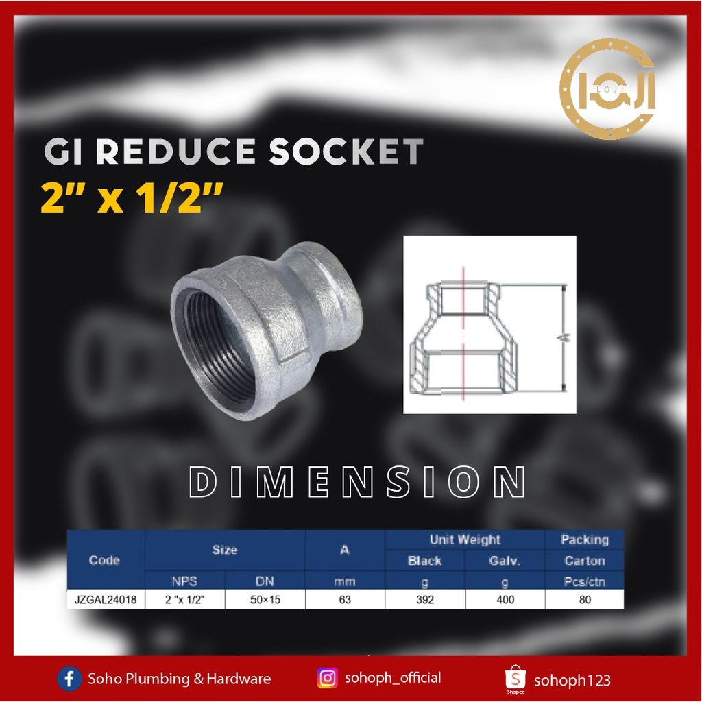 OEM GI Reducer Socket 2" x 1/2"