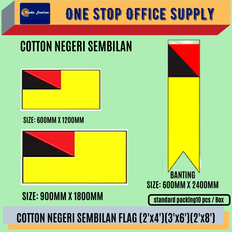 Flag Negeri Sembilan Flag / Flag / N9 / Polymesh Cotton / 2'x4' / 3'x6' / 2'x8' / F1504 / F1506 / F15064-NS / Bendera Negeri Sembilan / Bendera