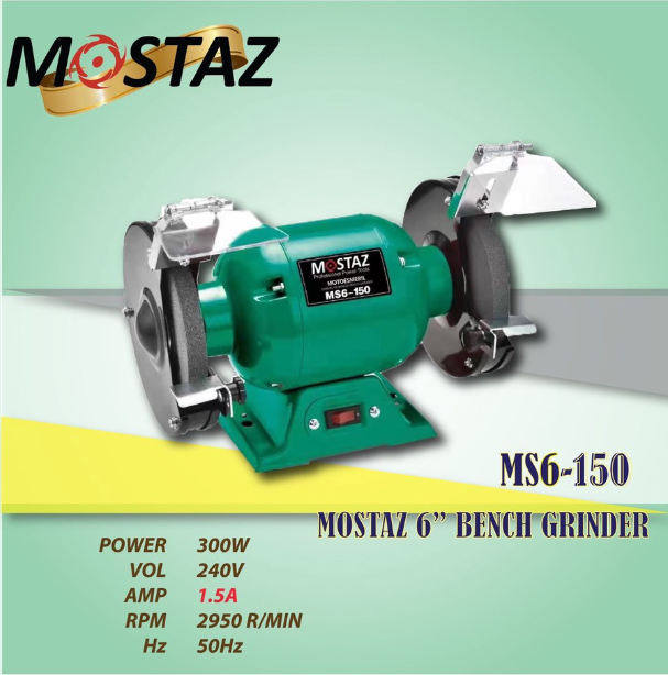 MOSTAZ 6” 300Watt Bench Grinder MS6-150 - Heavy Duty