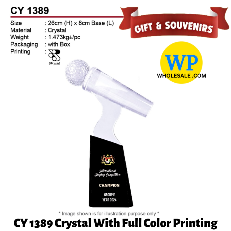 OKADA GIFT & SOUVENIRS : CY 1389 CRYSTAL WITH FULL COLOR PRINTING / CRYSTAL AWARD / AWARD TROPHY / TROFI / HADIAH